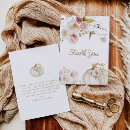 Tarjeta De Agradecimiento Fall Floral Pumpkin Baby Shower