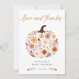 Tarjeta De Agradecimiento Fall Floral Pumpkin Baby Shower Gracias