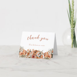 Tarjeta De Agradecimiento Fall Floral Terracotta Bridal Shower