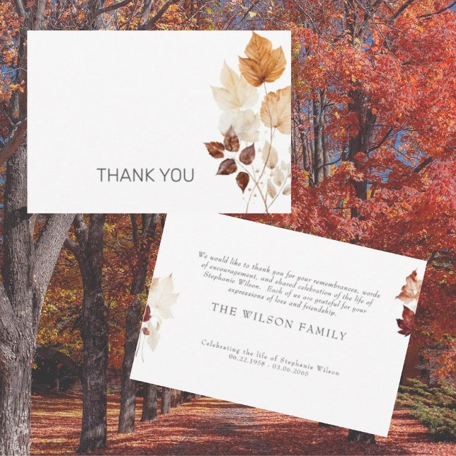 Tarjeta De Agradecimiento Fall Foliage Funeral Bereavement Gracias (Subido por el creador)