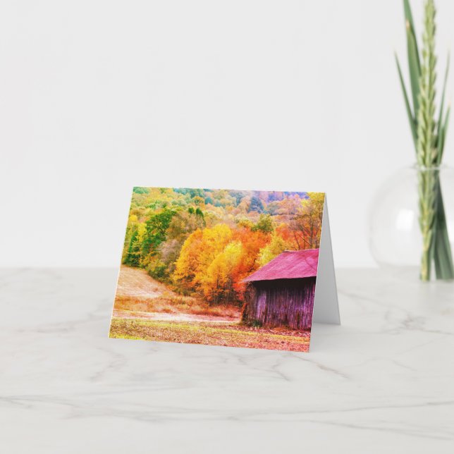 Tarjeta De Agradecimiento Fall Foliage Tobacco Barn Note Card (Anverso)