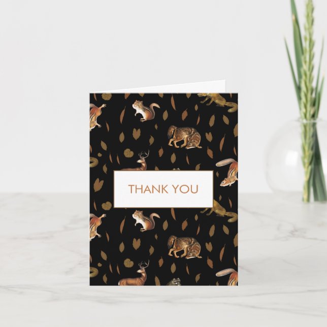 Tarjeta De Agradecimiento Fall Forest Animals Autumaves (Anverso)