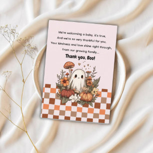 Tarjeta De Agradecimiento Fall Halloween Gracias, Boo Baby Shower