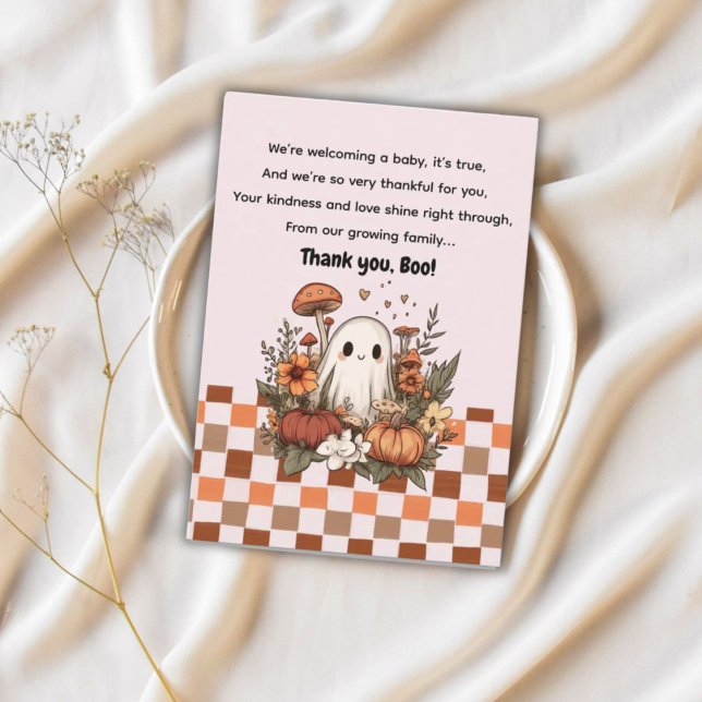 Tarjeta De Agradecimiento Fall Halloween Gracias, Boo Baby Shower (Subido por el creador)