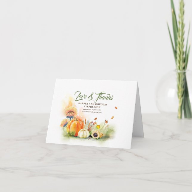 Tarjeta De Agradecimiento Fall Harvest Boda Gracias (Anverso)
