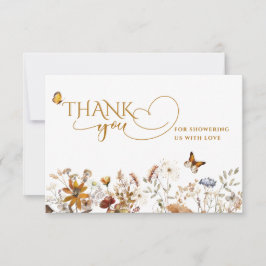 Tarjeta De Agradecimiento Fall in Love Watercolor Wildflower Baby Shower