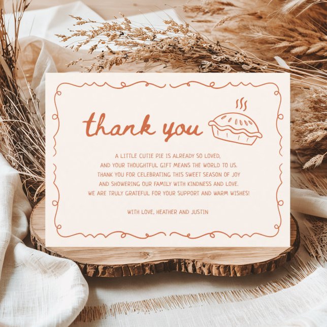 Tarjeta De Agradecimiento Fall Little Cutie Pie Baby Shower (Subido por el creador)