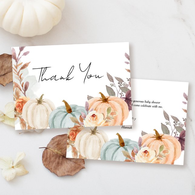 Tarjeta De Agradecimiento Fall Little Pumpkin Baby Shower (Subido por el creador)