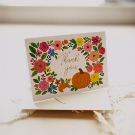 Tarjeta De Agradecimiento Fall Little Pumpkin Baby Shower