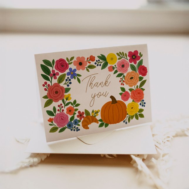Tarjeta De Agradecimiento Fall Little Pumpkin Baby Shower (Subido por el creador)