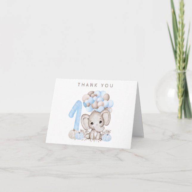Tarjeta De Agradecimiento Fall Otoño First Birthday Boy Gracias Card (Anverso)