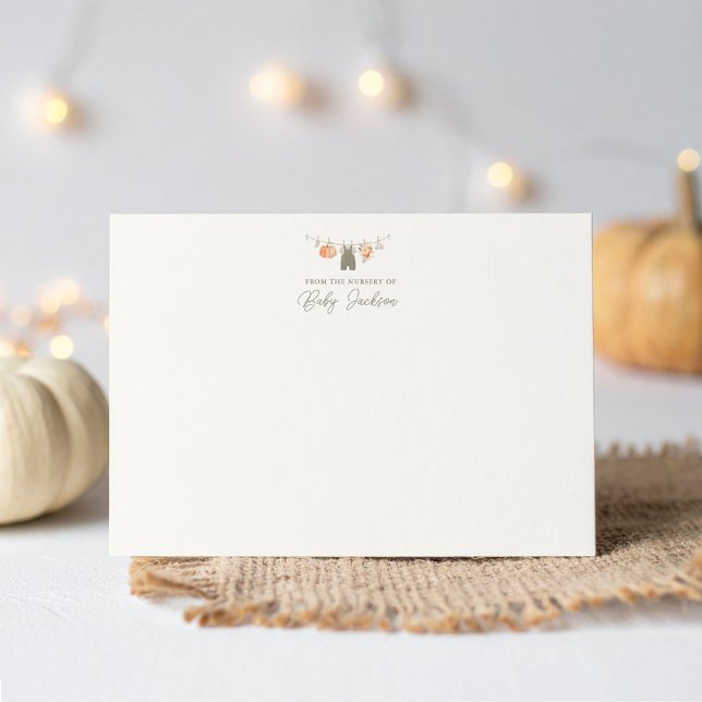 Tarjeta De Agradecimiento Fall Pumpkin Boy Baby Clothes Baby Shower (Subido por el creador)