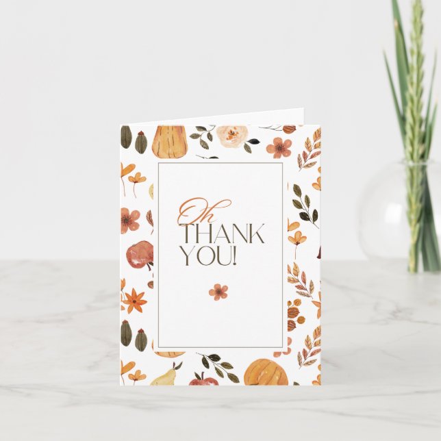 Tarjeta De Agradecimiento Fall Theme Baby Shower Thank You Card (Anverso)