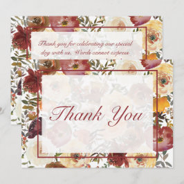 Tarjeta De Agradecimiento Fall Watercolor Bouquets Wedding Thank You Card