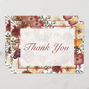 Tarjeta De Agradecimiento Fall Watercolor Bouquets Wedding Thank You Card
