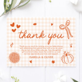 Tarjeta De Agradecimiento Fall Whimsical A Little Cutie Pie Baby Shower