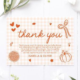 Tarjeta De Agradecimiento Fall Whimsical A Little Cutie Pie Baby Shower