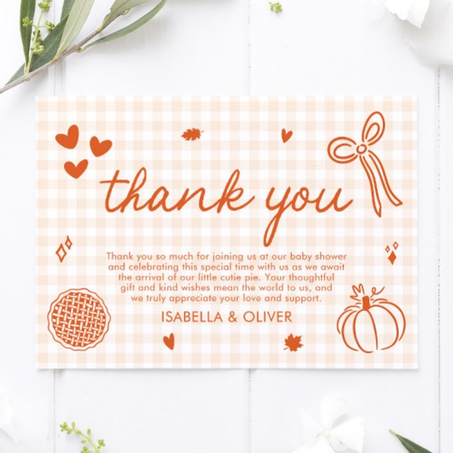 Tarjeta De Agradecimiento Fall Whimsical A Little Cutie Pie Baby Shower (Fall Whimsical A Little Cutie Pie Thank you card)