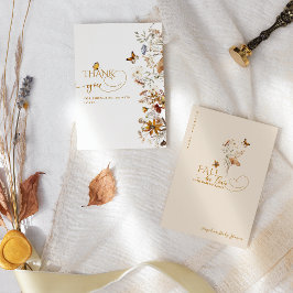 Tarjeta De Agradecimiento Fall Wildflower Minimalista Elegante Baby Shower