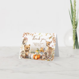Tarjeta De Agradecimiento Fall Woodland Little Pumpkin Baby Shower