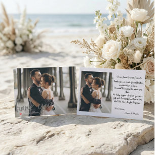 Tarjeta De Agradecimiento Falsa escritura de pincel foto boda