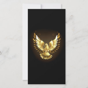 Tarjeta De Agradecimiento Falsa paloma de paz del Relieve metalizado dorado