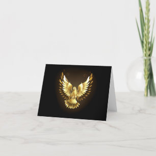 Tarjeta De Agradecimiento Falsa paloma de paz del Relieve metalizado dorado