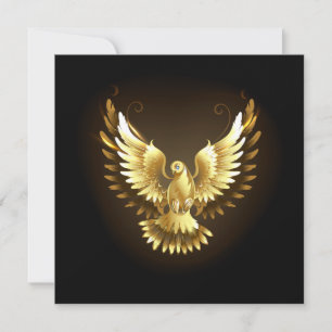 Tarjeta De Agradecimiento Falsa paloma de paz del Relieve metalizado dorado