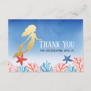 Tarjeta De Agradecimiento Falso azul Baby Shower del Relieve metalizado