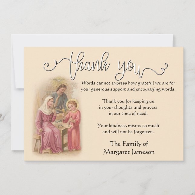Tarjeta De Agradecimiento Familia Católica Religiosa Santo Gracias Condolenc (Anverso)