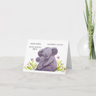 Tarjeta De Agradecimiento Familia de Koala Acuarela