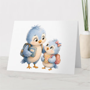 Tarjeta de agradecimiento Familia de Pájaro Azul