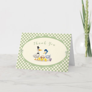 Tarjeta De Agradecimiento Familia de patitos de gingham Baby Shower
