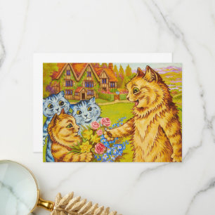 Tarjeta De Agradecimiento Familia en el jardín por Louis Wain