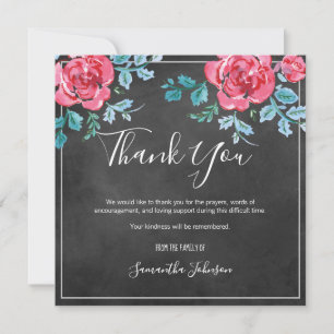 Tarjeta De Agradecimiento Familia Funeral Gracias Rosas de acuarela Foto