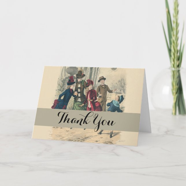 Tarjeta De Agradecimiento Familia Infantil Vieja Victoriana (Anverso)
