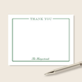 Tarjeta De Agradecimiento Familia o Parejas Elegante Script Green Stationery