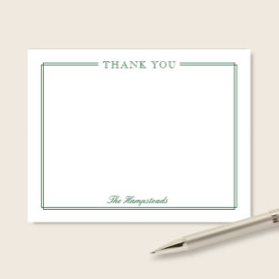 Tarjeta De Agradecimiento Familia o Parejas Elegante Script Green Stationery