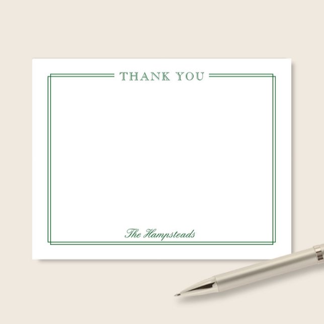 Tarjeta De Agradecimiento Familia o Parejas Elegante Script Green Stationery (Subido por el creador)