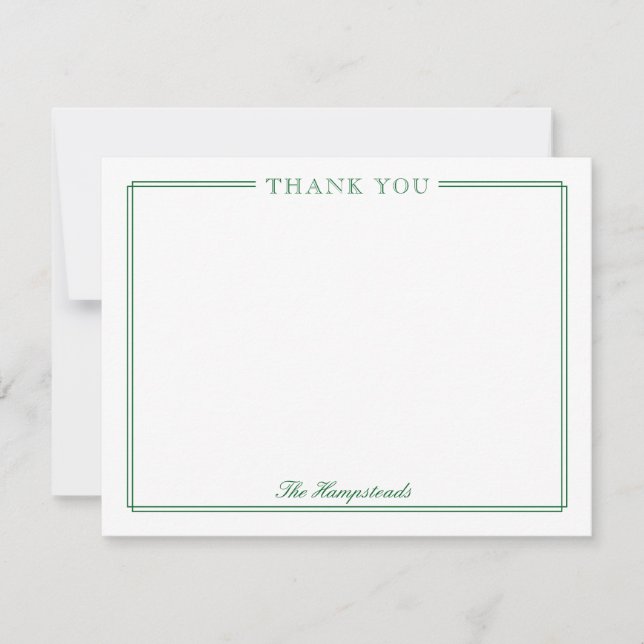 Tarjeta De Agradecimiento Familia o Parejas Elegante Script Green Stationery (Anverso)