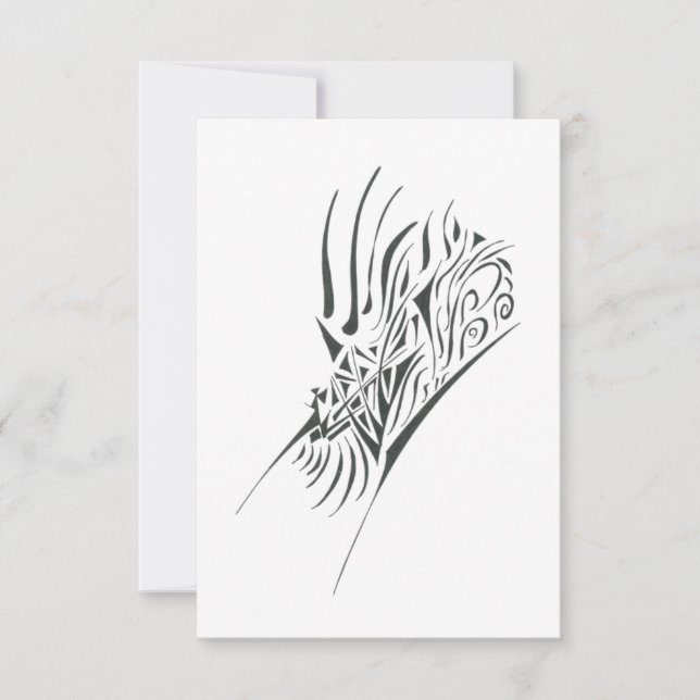 Tarjeta De Agradecimiento Familiar Black White Abstract Tribal Tattoo Art (Anverso)
