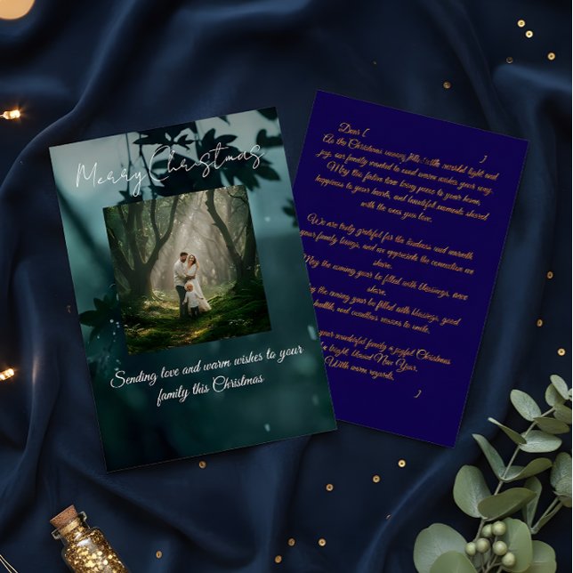 Tarjeta De Agradecimiento Family Christmas Card Custom Photo Holiday Message (Subido por el creador)