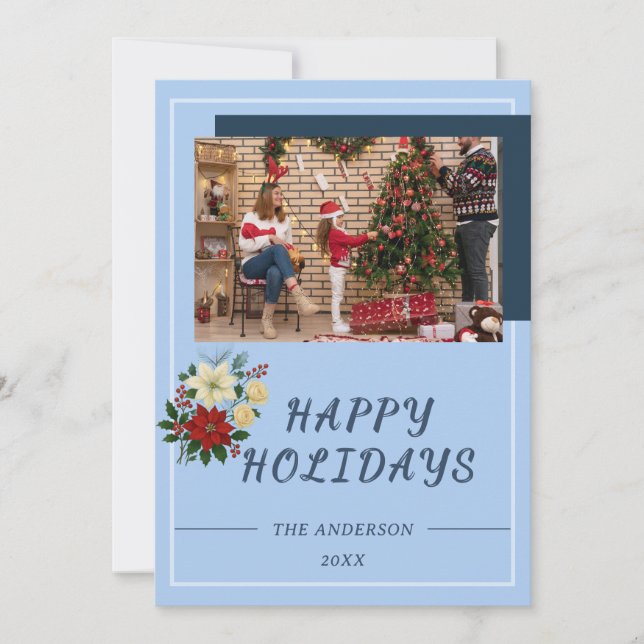 Tarjeta De Agradecimiento “Family Christmas Card | Happy Holidays Photo Card (Anverso)