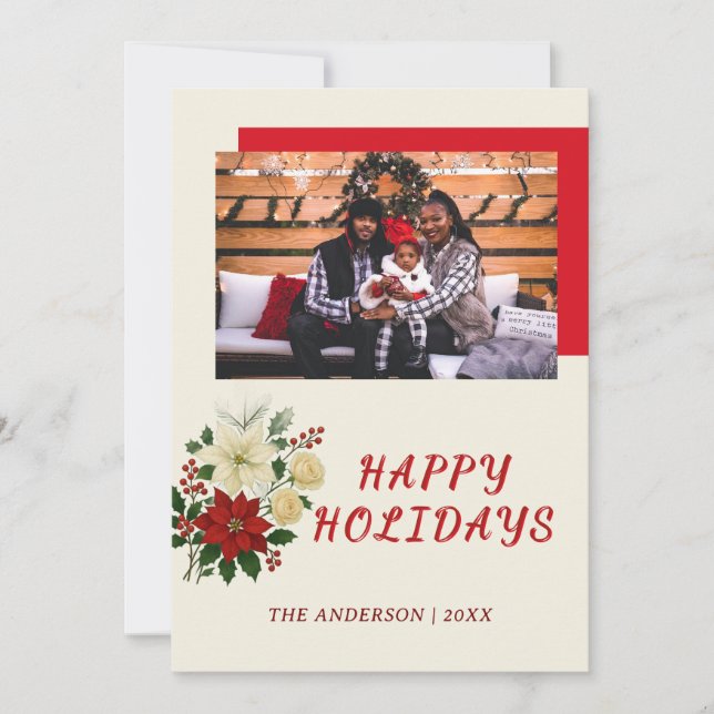Tarjeta De Agradecimiento “Family Christmas Card | Happy Holidays Photo Card (Anverso)