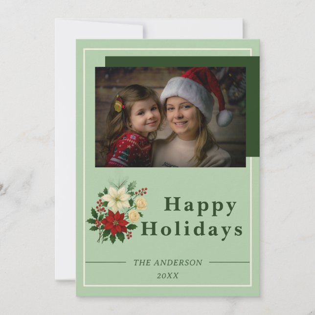 Tarjeta De Agradecimiento “Family Christmas Card | Happy Holidays Photo Card (Anverso)
