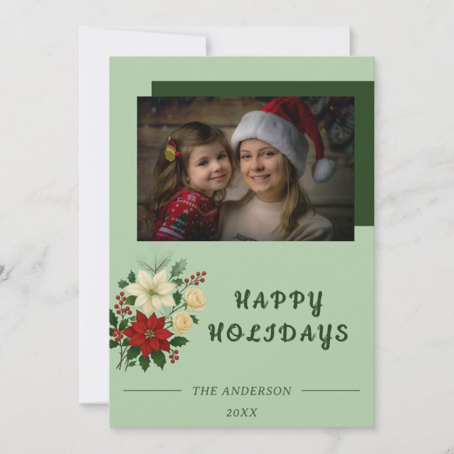 Tarjeta De Agradecimiento “Family Christmas Card | Happy Holidays Photo Card (Anverso)