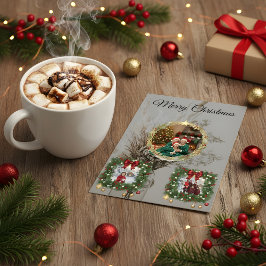 Tarjeta De Agradecimiento Family Christmas Photo Collage Card