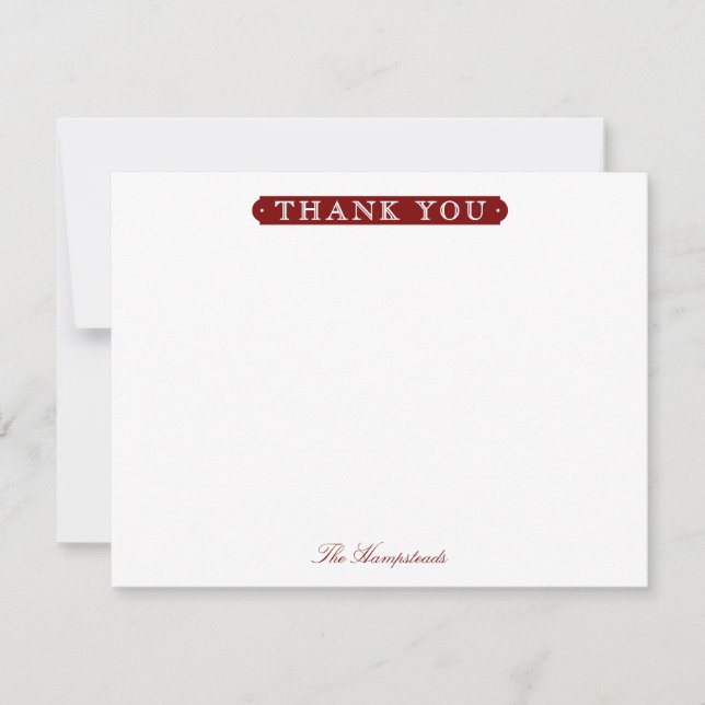 Tarjeta De Agradecimiento Family or Couples Formal Dark Red Stationery (Anverso)