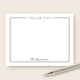 Tarjeta De Agradecimiento Family or Wedding Elegant Script Gray Stationery