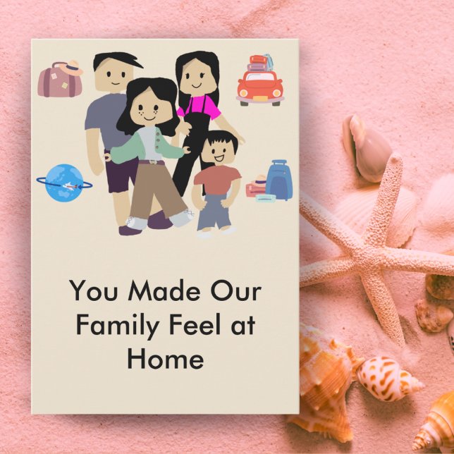 Tarjeta De Agradecimiento Family Stay Host Card with Custom Message Option (Subido por el creador)
